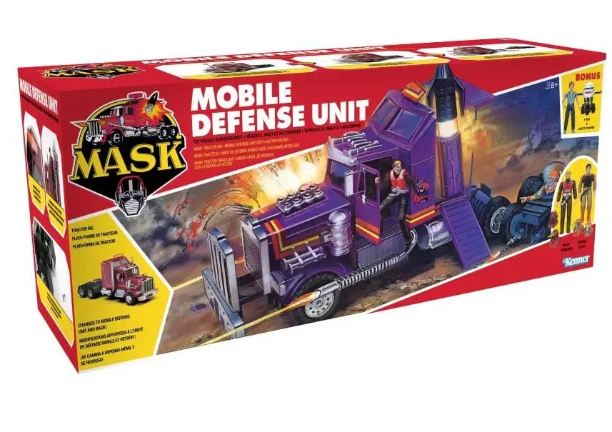 M.A.S.K MOBILE DEFENSE UNIT VEHICLE WITH 2 ACTION FIGURES - MATT TRACKER AND BRUCE SATO 12 CM